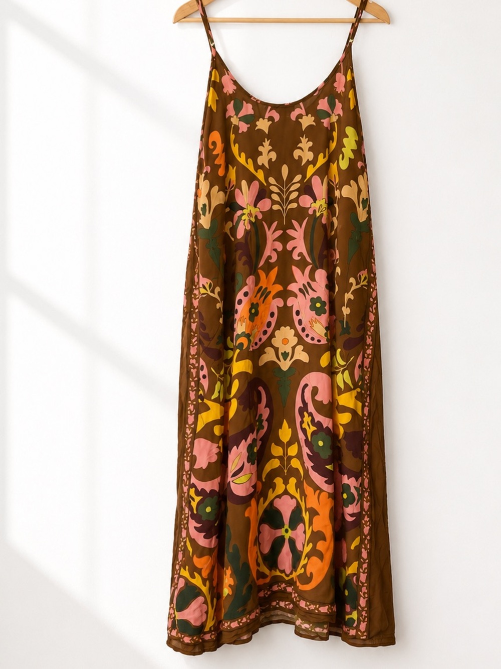 Bianca Paris Linen Blend Floral Artsy  Boho Dress T1